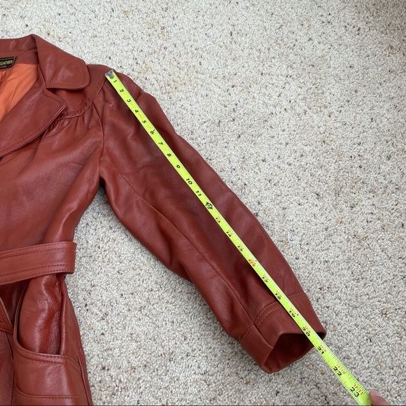 Vintage genuine leather rust trench coat women’s - Picture 7 of 13